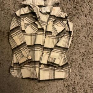 Primark kids 11-12 white and grey plaid jacket